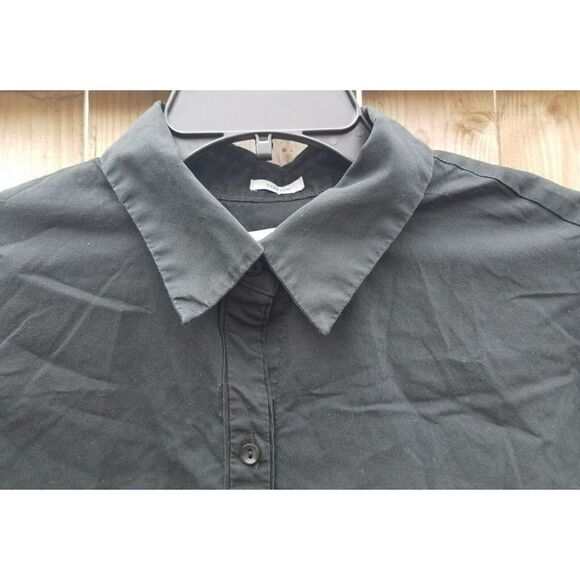 Large Liz Claiborne Button Down Junior Shirt Top Long Sleeve Black Waitress - Picture 4 of 7